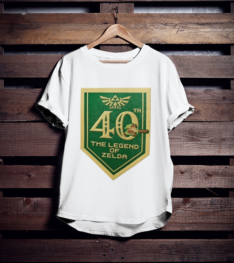 40th Anniversary The Legend Of Zelda With Link Pixel Art And Triforce T-Shirt