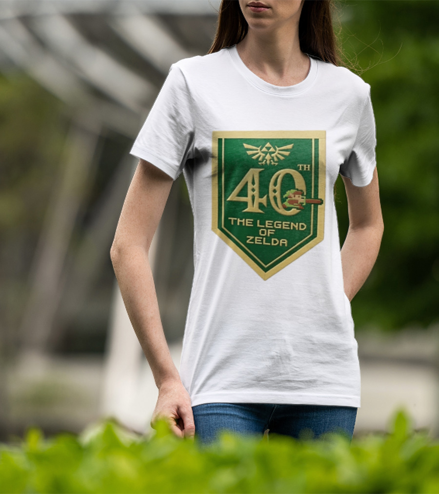 40th Anniversary The Legend Of Zelda With Link Pixel Art And Triforce T-Shirt