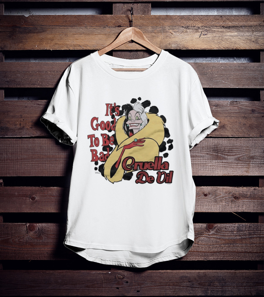 101 Dalmatians Cruella De Vil It's Good To Be Bad Retro Cartoon Villain T-Shirt