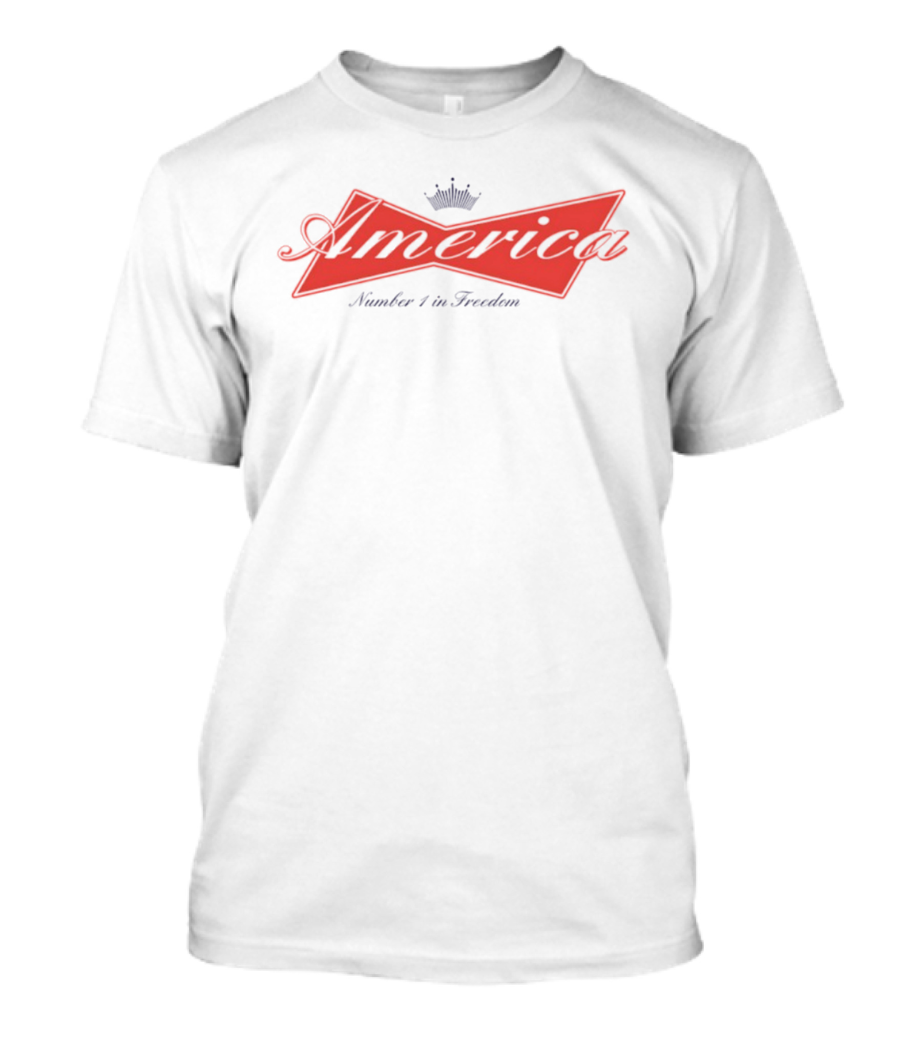 America Number 1 In Freedom Crowned Red Script T-Shirt