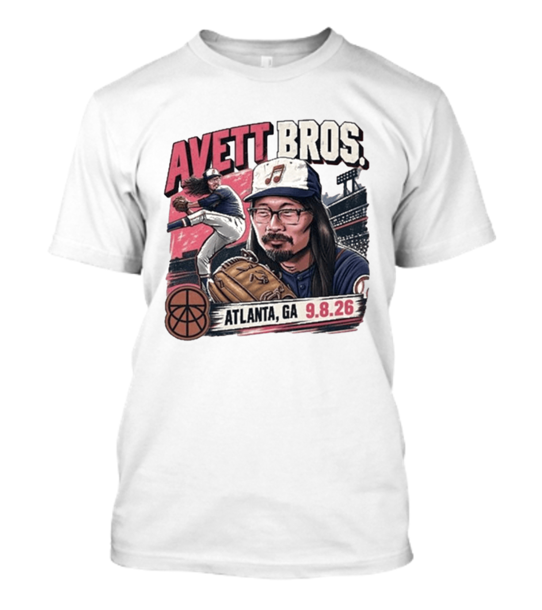 Avett Bros Baseball Themed Atlanta GA Sep 08 2026 Concert T-Shirt