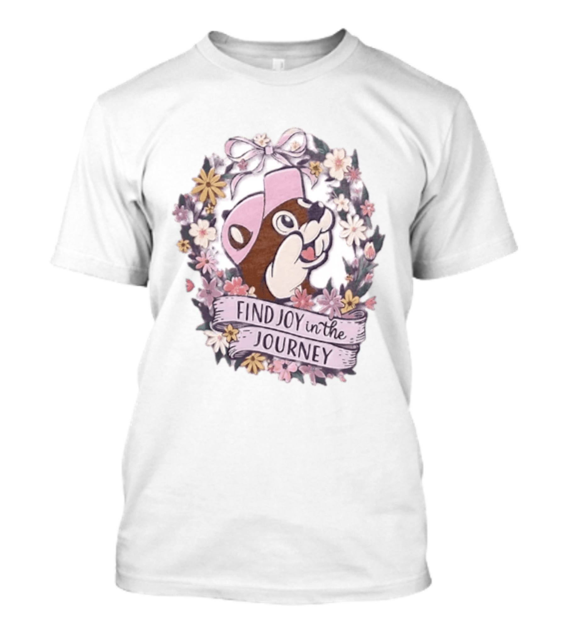 Buc Ee's Find Joy In The Journey Beaver Floral Wreath T-Shirt