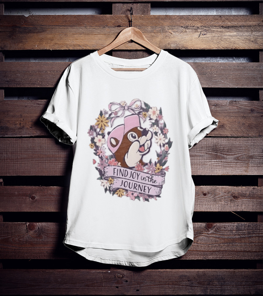 Buc Ee's Find Joy In The Journey Beaver Floral Wreath T-Shirt