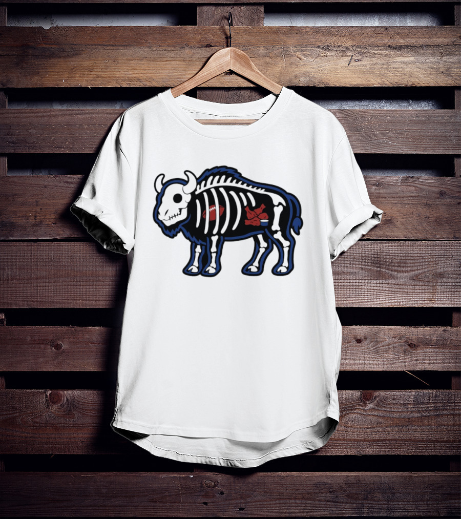 Buffalo Mafia Football X Ray Skeleton Drawing With Chicken Wings And Blue Cheese T-Shirt