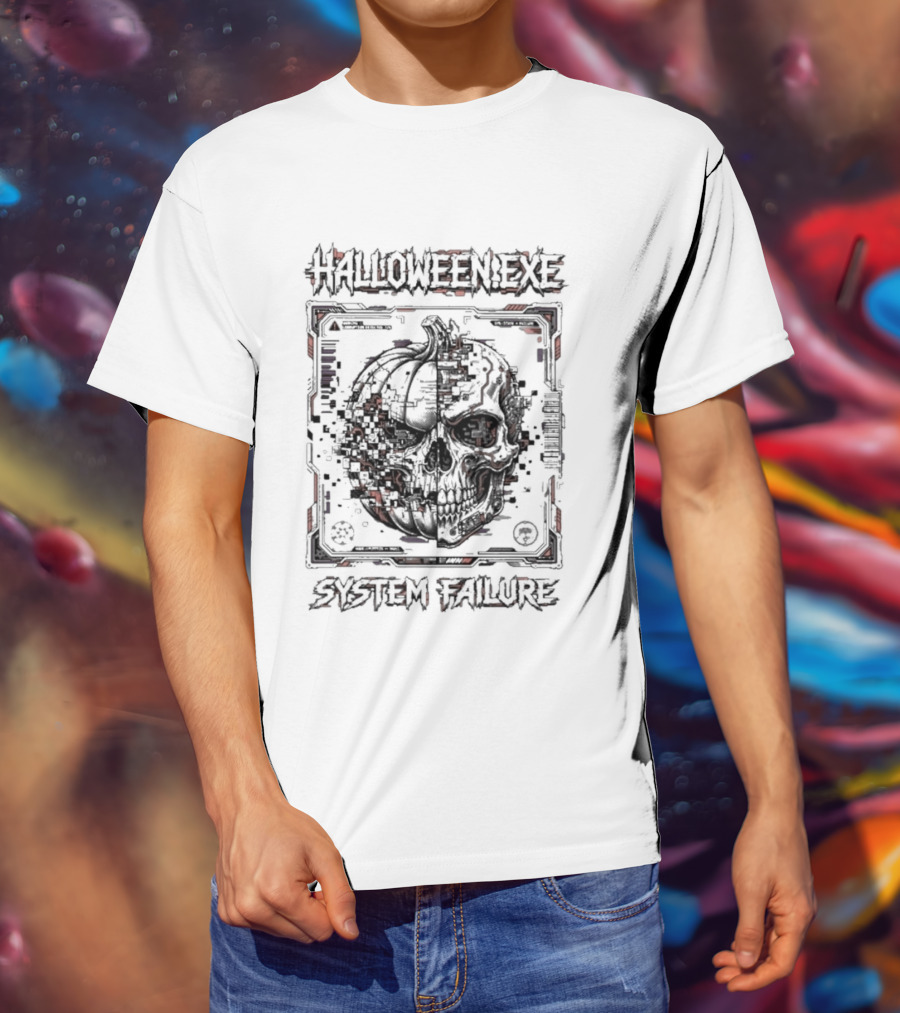 Halloween EXE System Failure Cyberpunk Glitch Horror T-Shirt