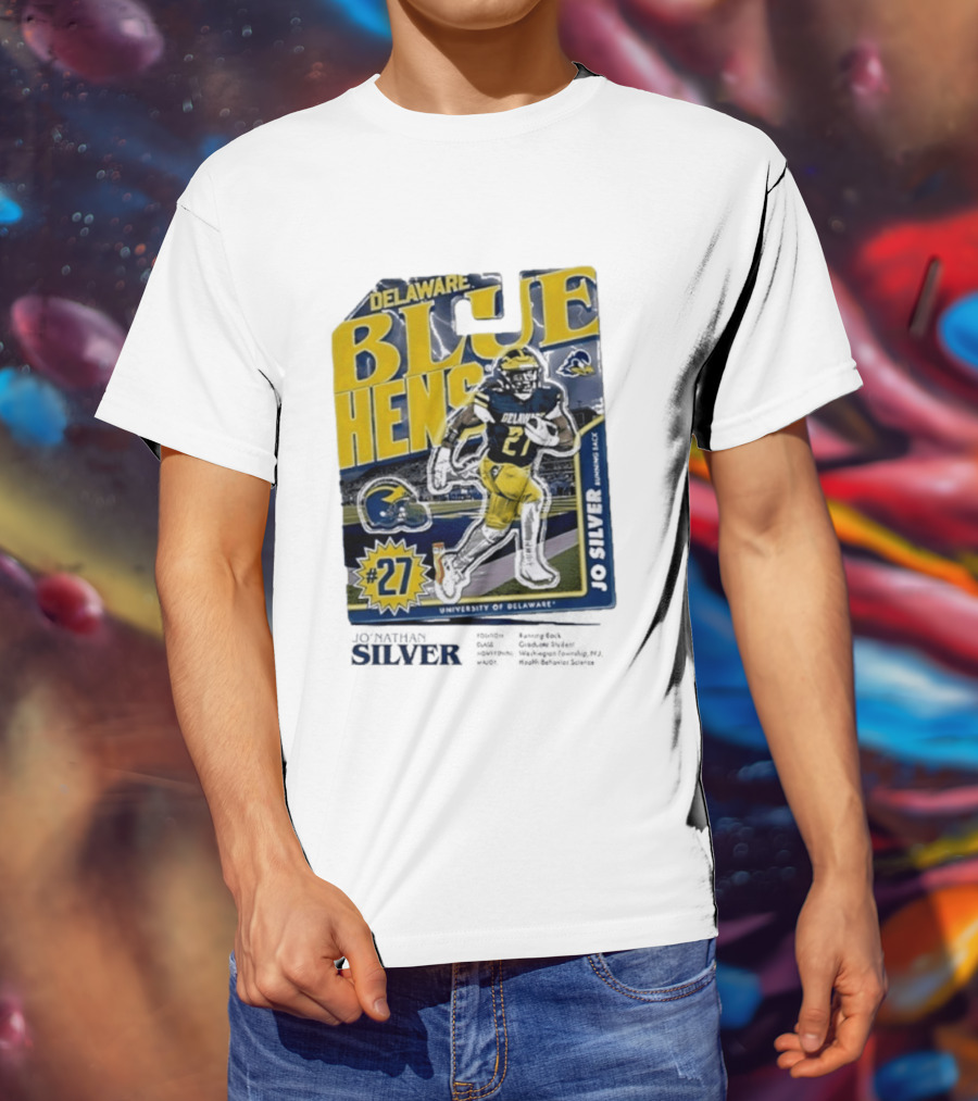Delaware Blue Hens Jo Silver #27 University Of Delaware Football T-Shirt