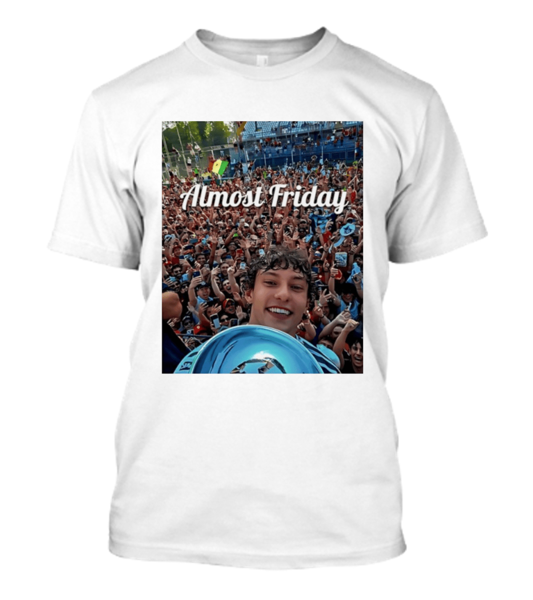 Kimi Antonelli Victory Selfie With Trophy After Winning 2026 Italian Grand Prix At Monza Almost Friday T-Shirt