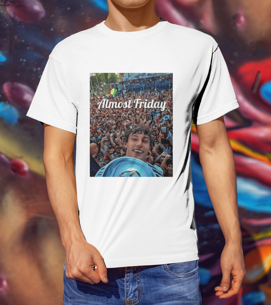Kimi Antonelli Victory Selfie With Trophy After Winning 2026 Italian Grand Prix At Monza Almost Friday T-Shirt