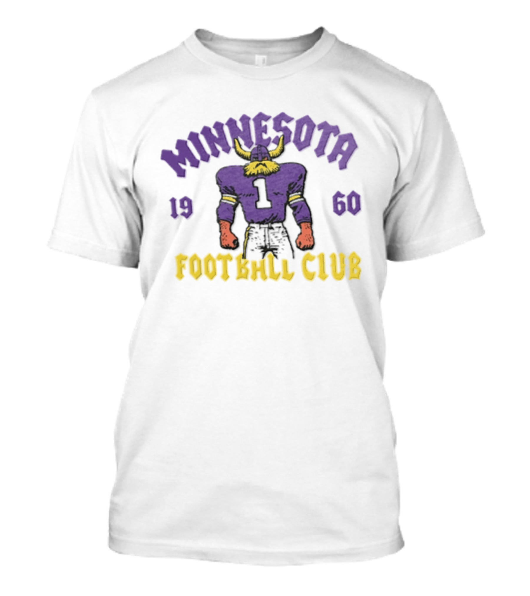 Minnesota Vikings 1960 Football Club Retro Horned Player Purple Yellow T-Shirt