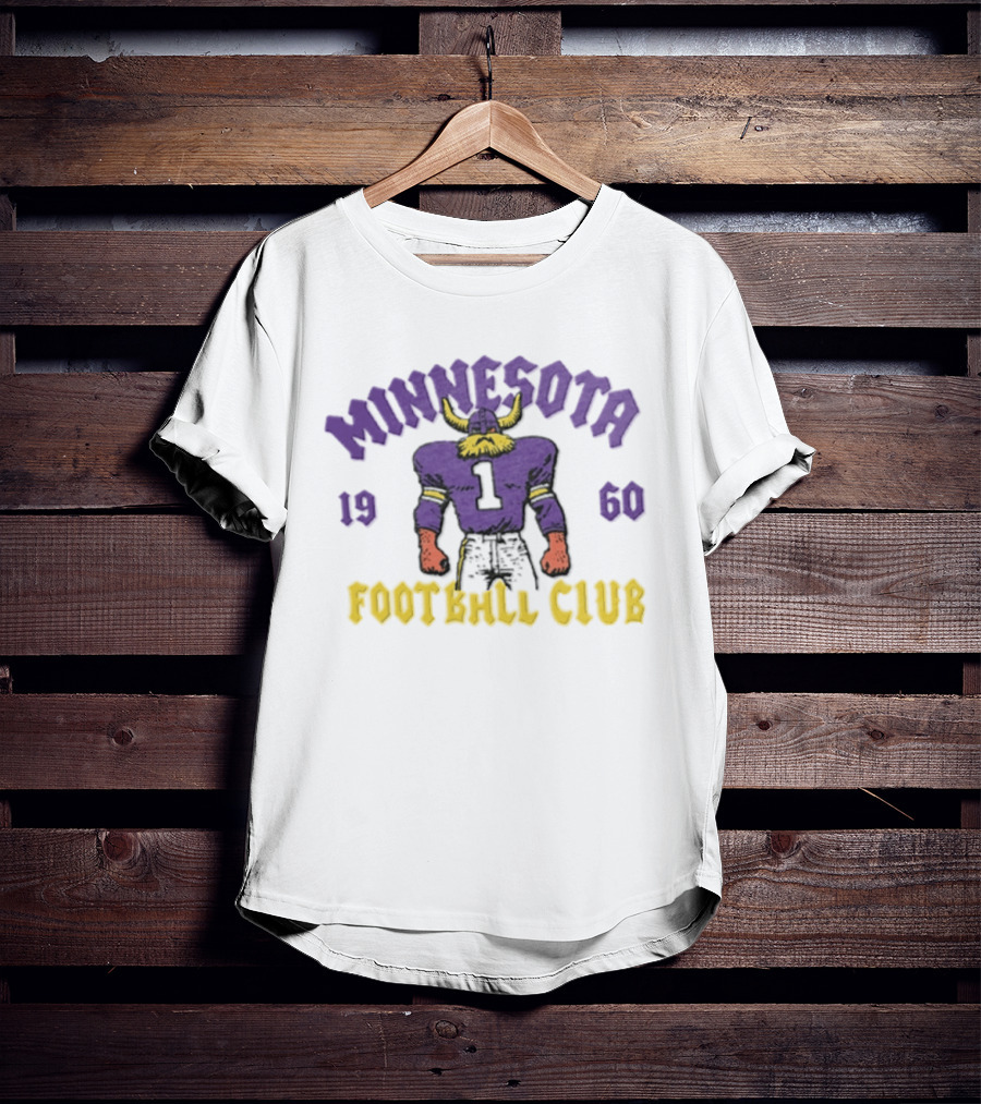 Minnesota Vikings 1960 Football Club Retro Horned Player Purple Yellow T-Shirt