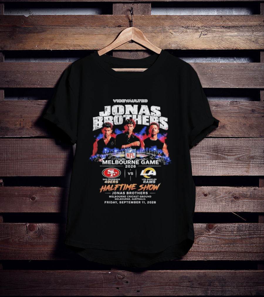 Viewvaulted Jonas Brothers Melbourne Game 2026 49ers Vs Rams Halftime Show September 19 T-Shirt