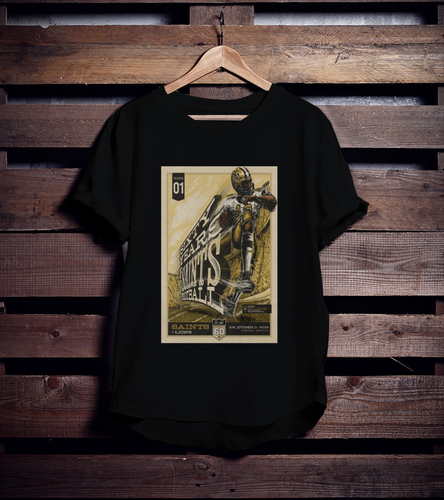 New Orleans Saints Vs Detroit Lions 60th Anniversary John Gilliam Tribute September 13 2026 Ford Field T-Shirt