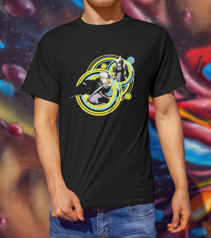 Persona 4 Revival Black Vibrant Character Artistry T-Shirt