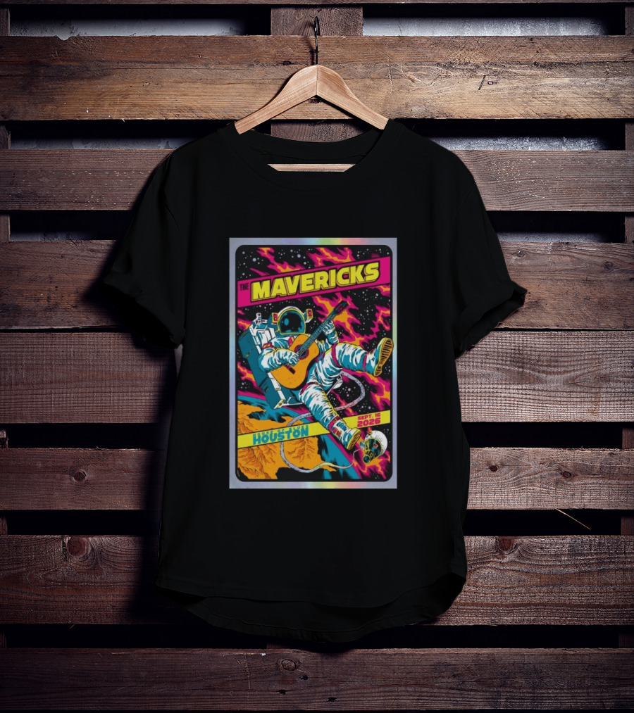 The Mavericks Houston Space Astronaut Guitar Sep 16 2026 House Of Blues T-Shirt