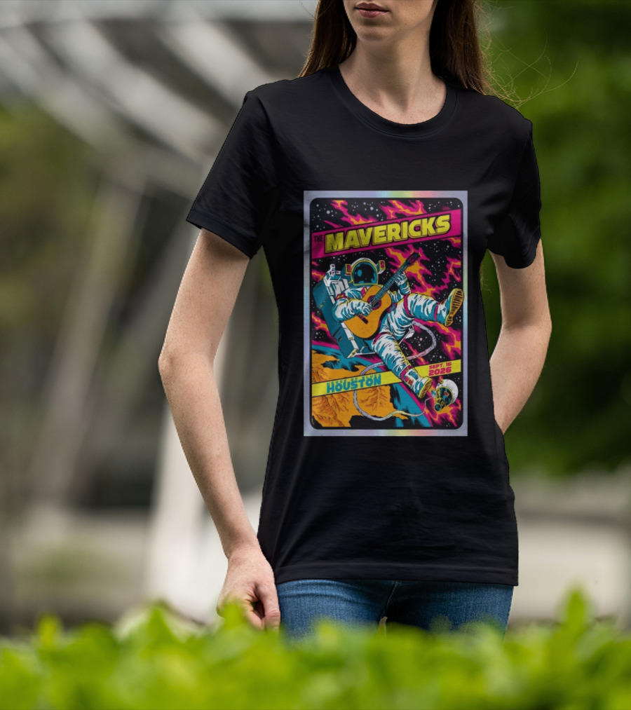 The Mavericks Houston Space Astronaut Guitar Sep 16 2026 House Of Blues T-Shirt