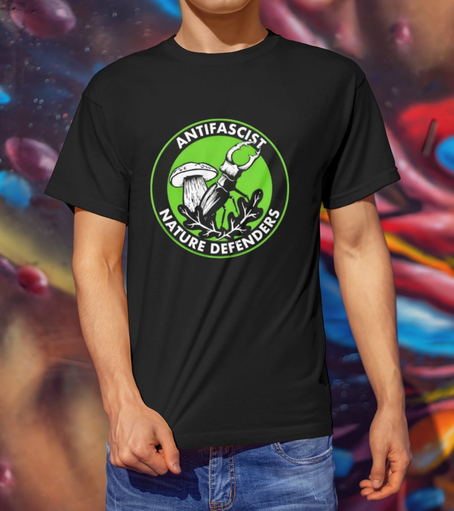 Antifascist Nature Defenders Mushroom Beetle T-Shirt