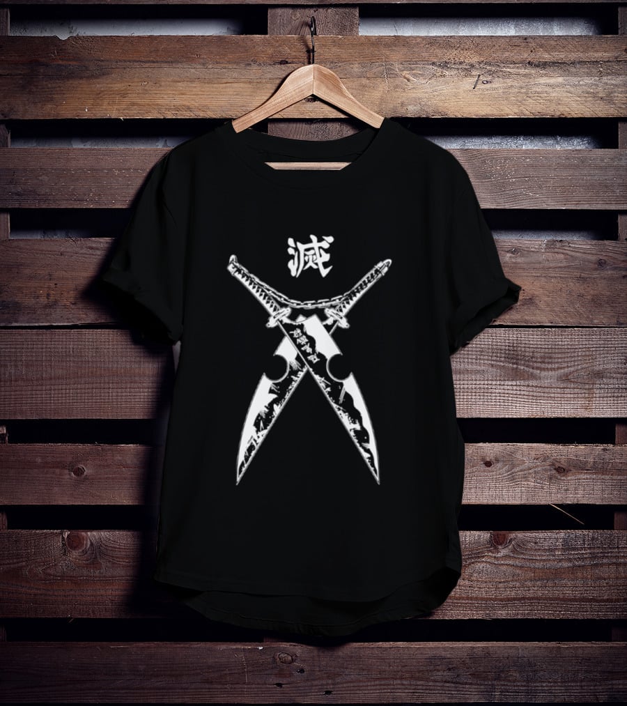 Tengen Uzui Demon Slayer Crossed Twin Blades Kanji T-Shirt