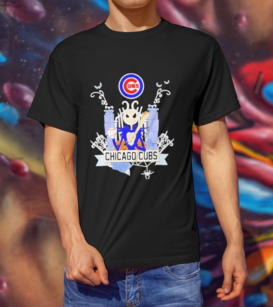 Chicago Cubs Halloween 2026 Jack Skellington Collaboration T-Shirt