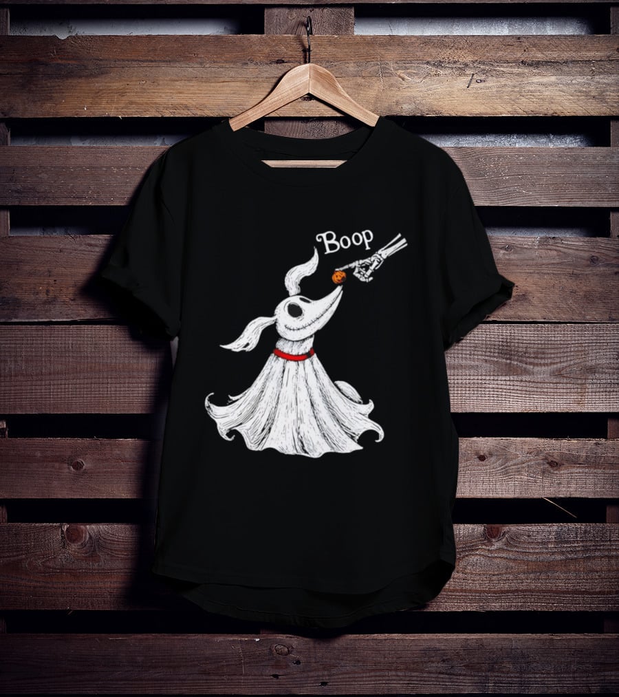 Zero Dog Boop Halloween Skeleton Hand Ghost Dog Pumpkin Nose T-Shirt