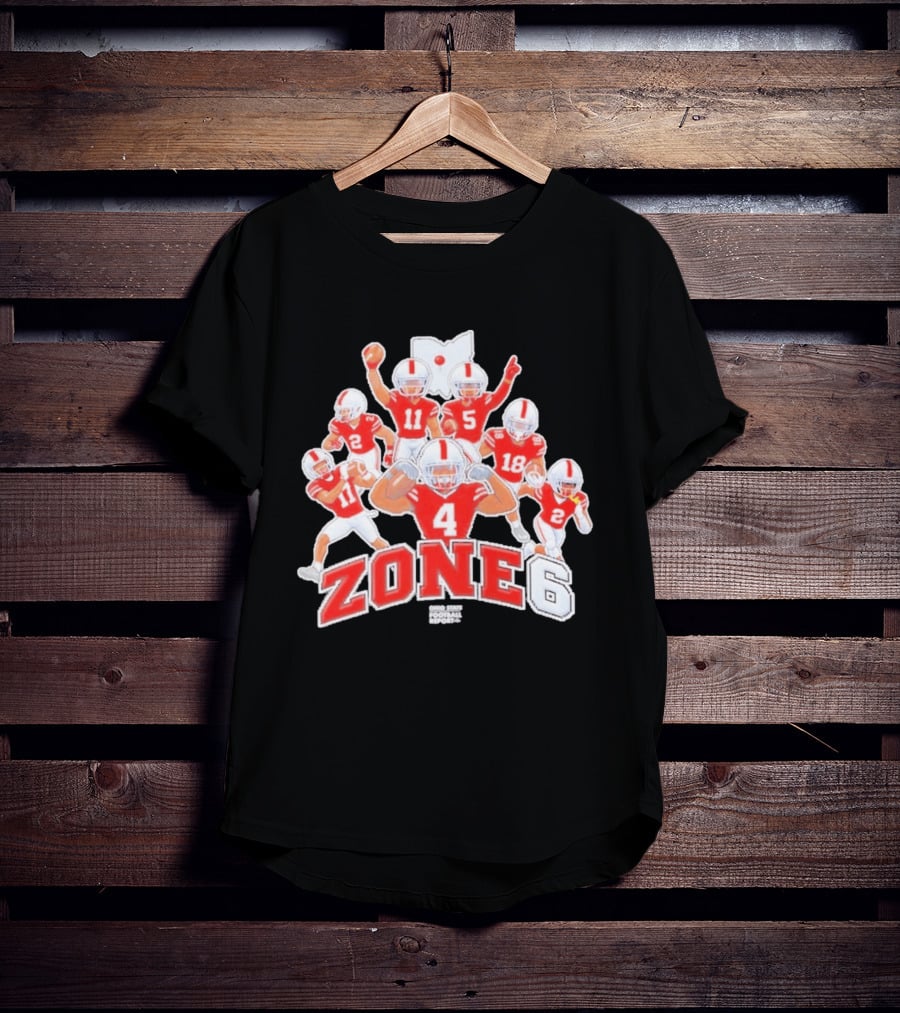Zone 6 Ohio State Buckeyes Football Players Pose With State T-Shirt