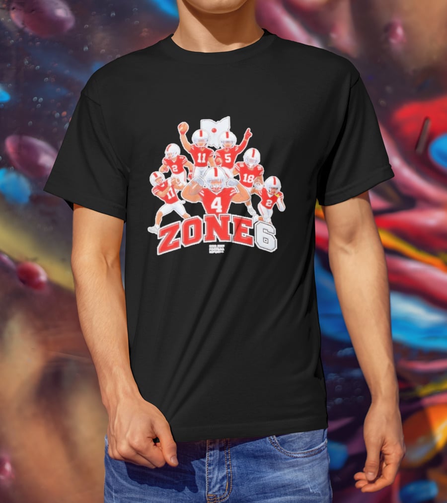 Zone 6 Ohio State Buckeyes Football Players Pose With State T-Shirt