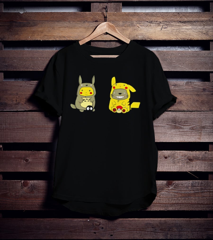 Pikachu Pokémon My Neighbor Totoro Studio Ghibli Crossover Characters T-Shirt
