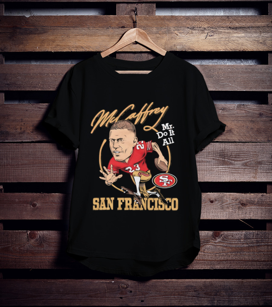 Christian McCaffrey 23 Mr Do It All San Francisco Football Caricature T-Shirt