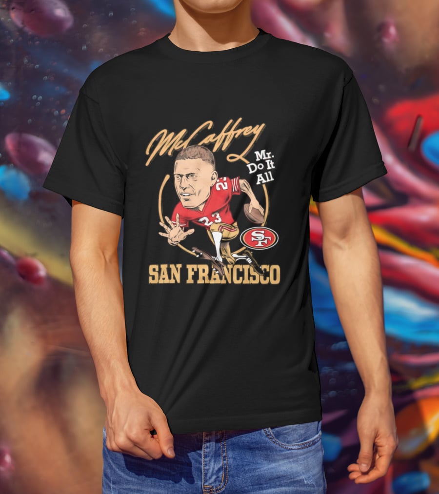 Christian McCaffrey 23 Mr Do It All San Francisco Football Caricature T-Shirt