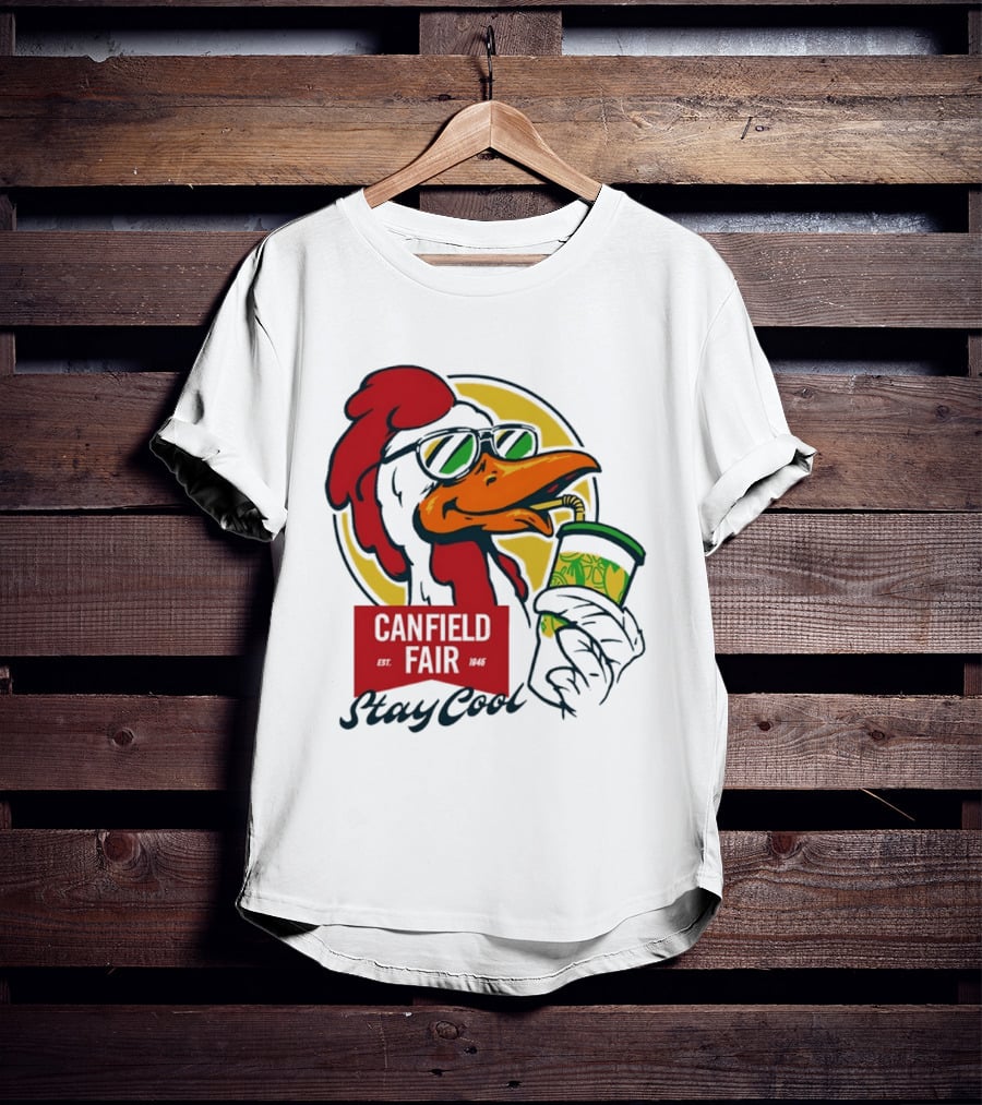 Canfield Fair Stay Cool Rooster Drinking Lemonade T-Shirt