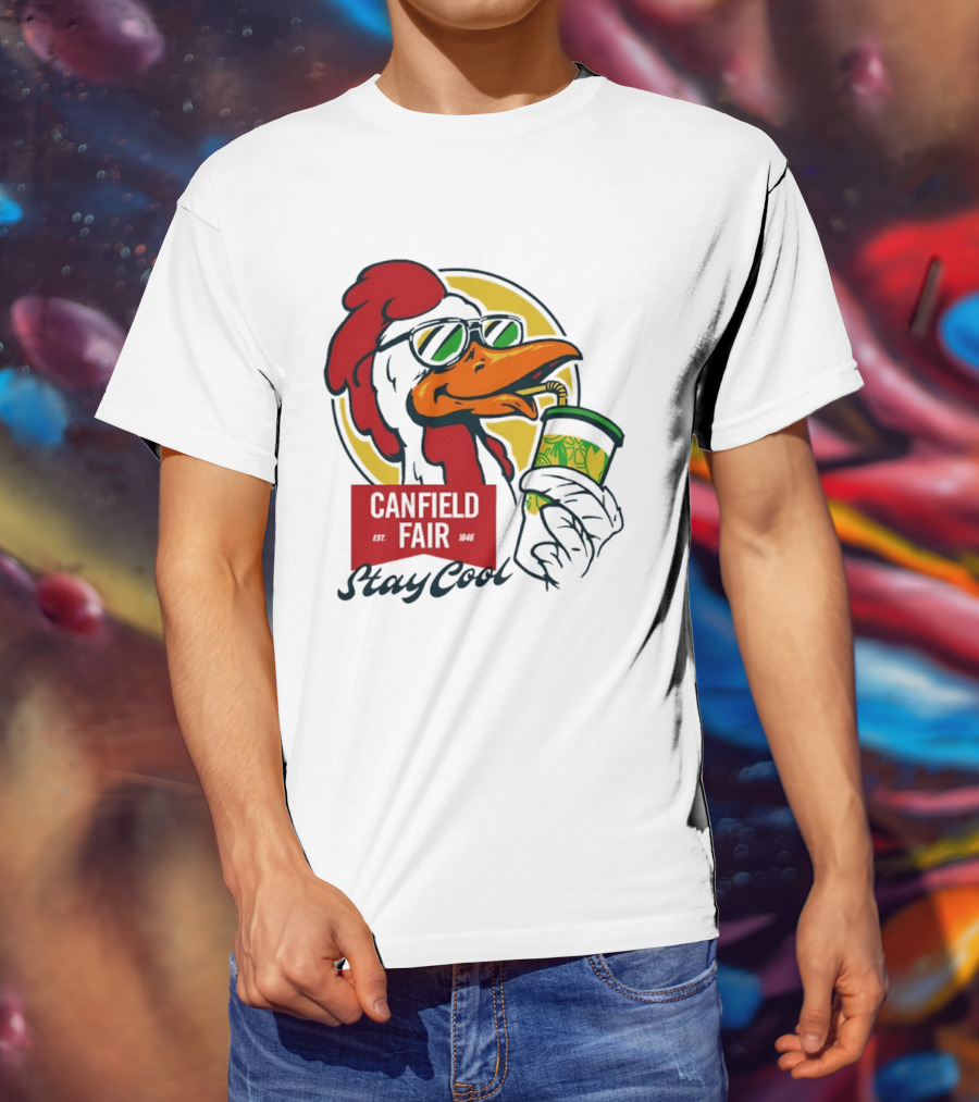 Canfield Fair Stay Cool Rooster Drinking Lemonade T-Shirt