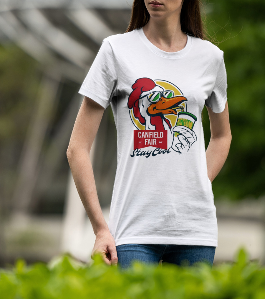 Canfield Fair Stay Cool Rooster Drinking Lemonade T-Shirt