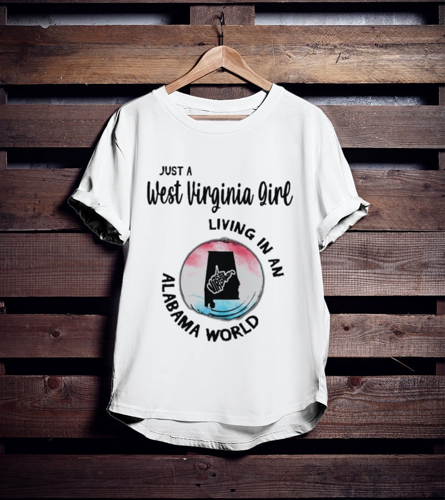 West Virginia Girl In Alabama World Map T-Shirt