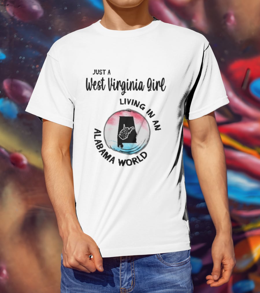 West Virginia Girl In Alabama World Map T-Shirt