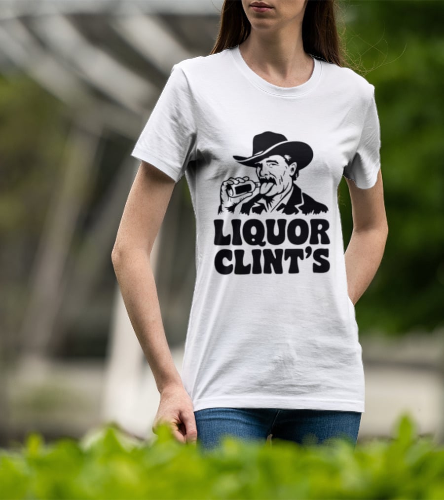 Liquor Clint's Clint Eastwood Western Cowboy Drinking Whiskey T-Shirt