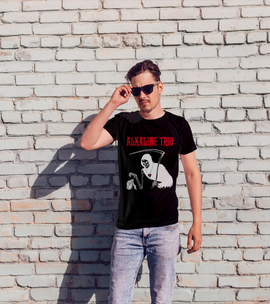 Alkaline Trio Grim Reaper Scythe Heart Skeleton T-Shirt