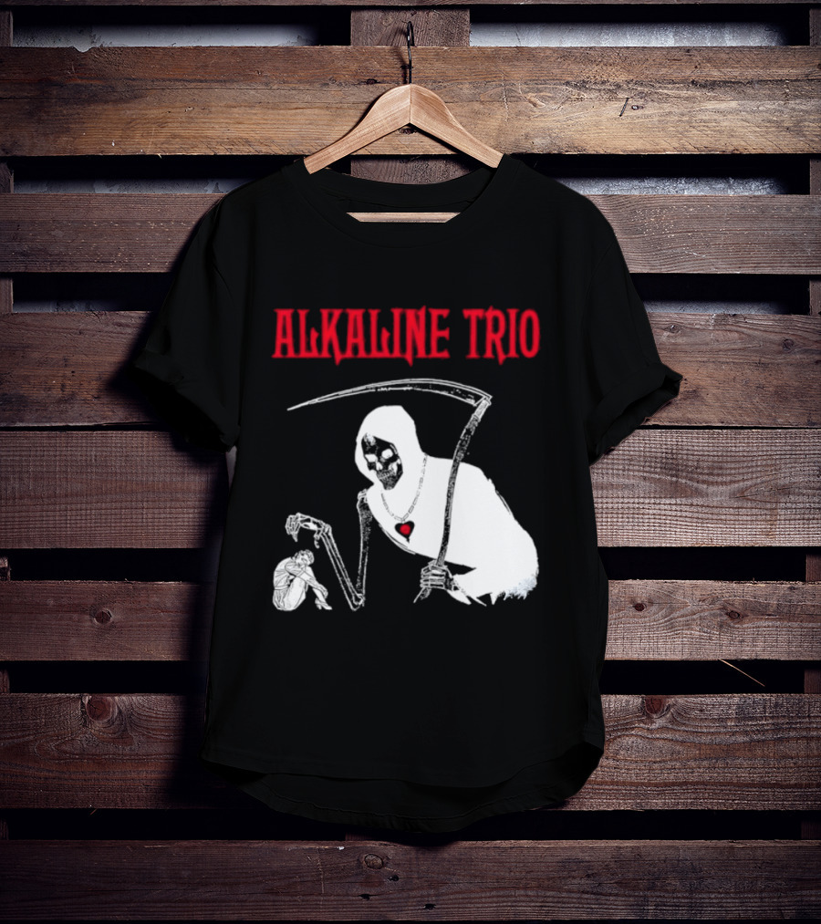 Alkaline Trio Grim Reaper Scythe Heart Skeleton T-Shirt