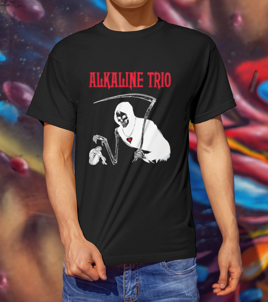 Alkaline Trio Grim Reaper Scythe Heart Skeleton T-Shirt