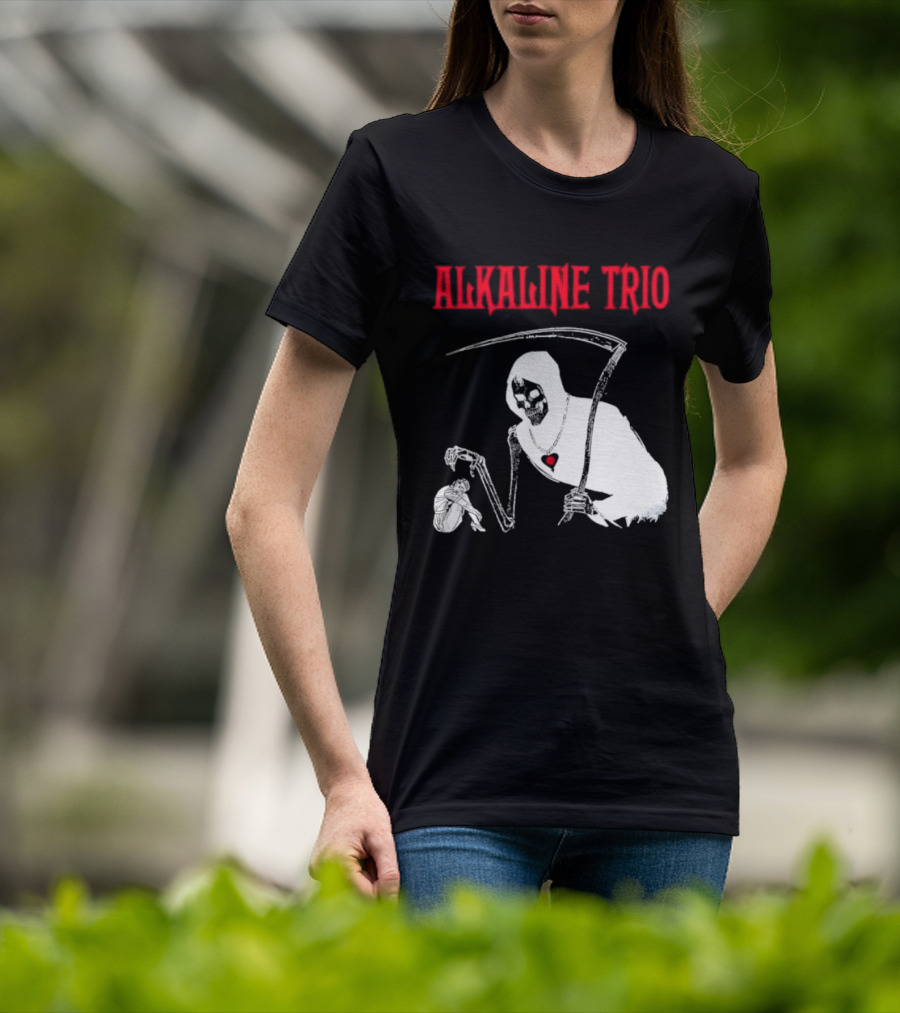 Alkaline Trio Grim Reaper Scythe Heart Skeleton T-Shirt