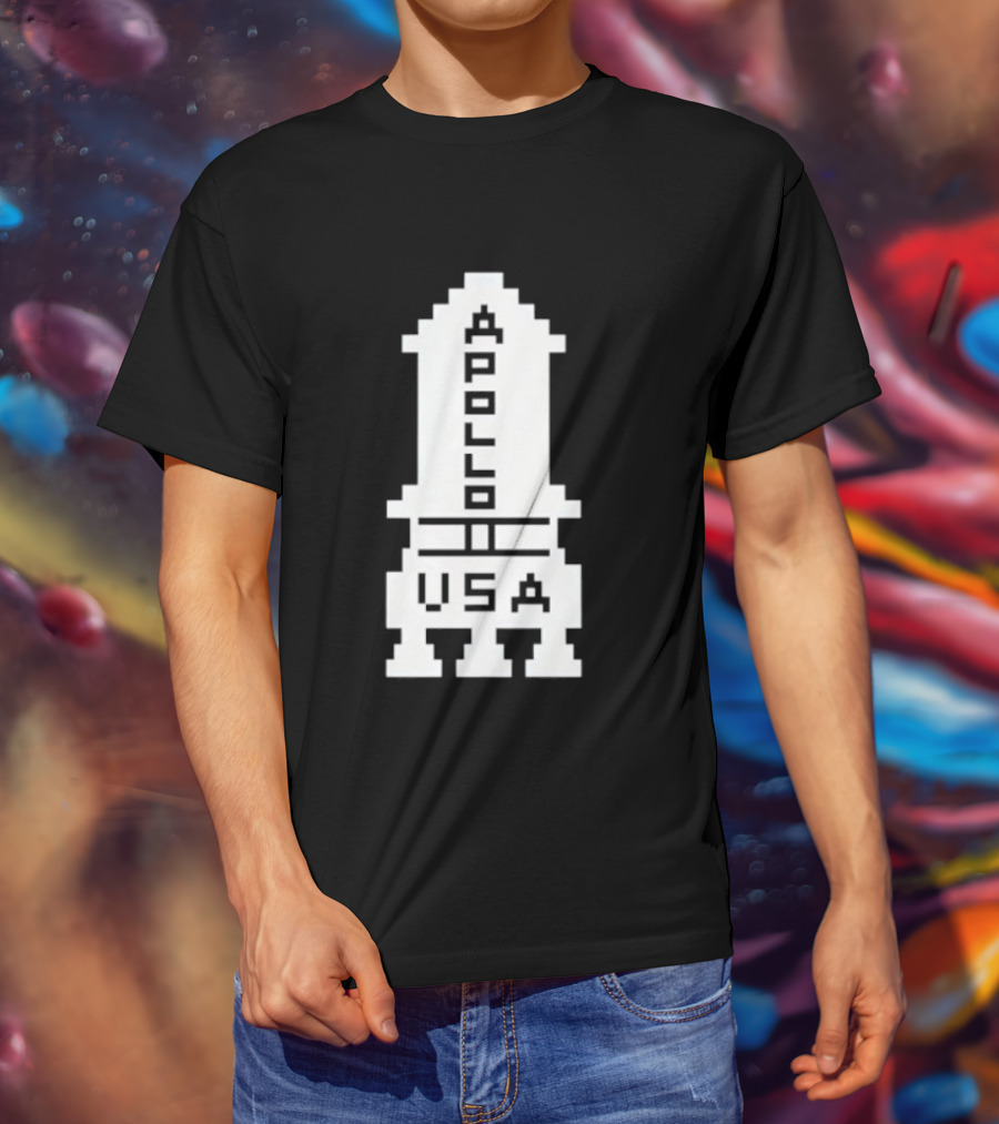 Apollo USA Rocket NASA Pixel T-Shirt