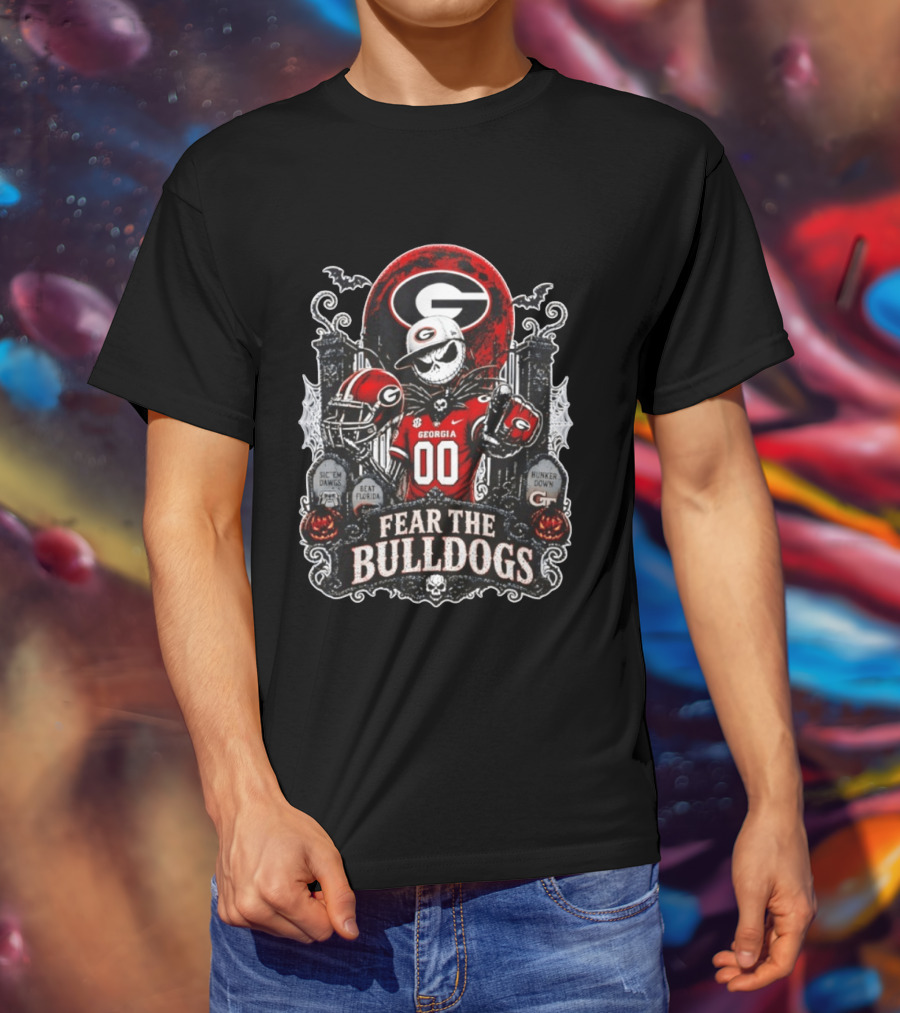 Fear The Bulldogs Georgia Jack Skellington Halloween 2026 Sic 'Em Dawgs Beat Florida Hunker Down T-Shirt