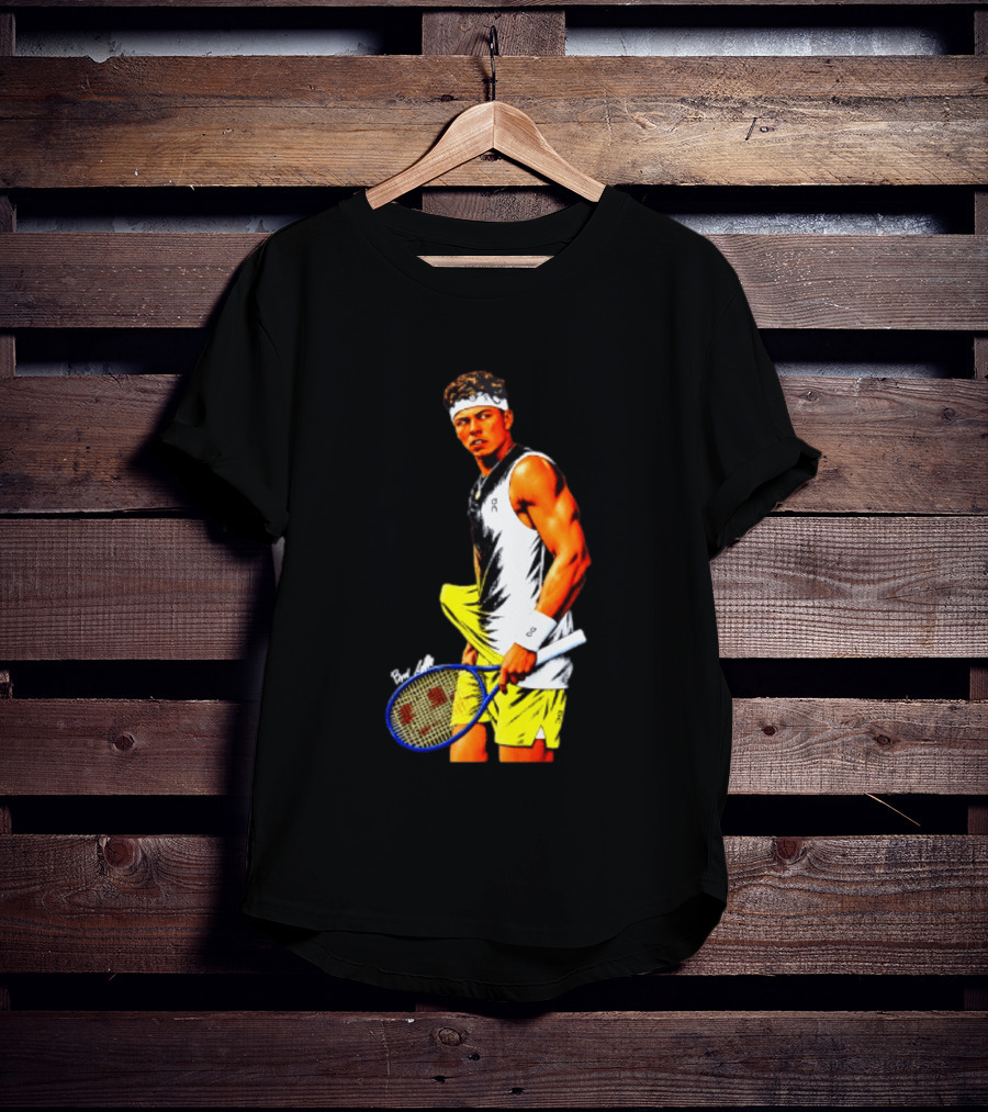 Ben Shelton Tennis Player 2026 Cartoon With Headband And Racket T-Shirt