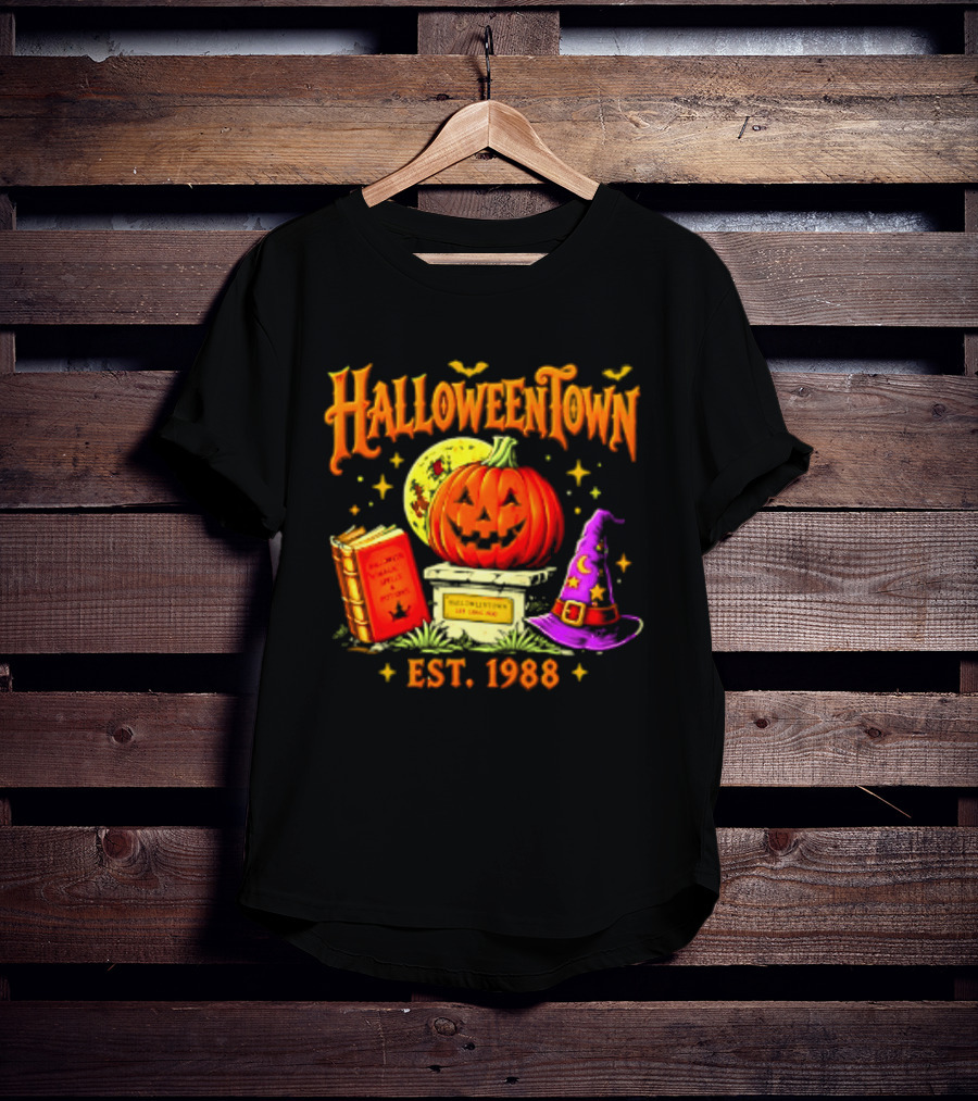 Halloweentown Est 1988 Magic Spells And Potions Pumpkin Witch Hat Book T-Shirt