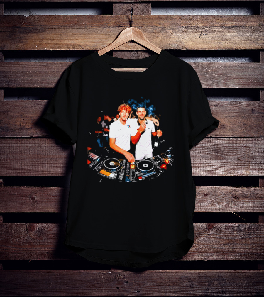 Jannik Sinner Novak Djokovic DJ Party Smoking And Beer 2026 T-Shirt
