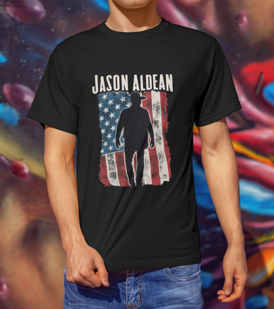 Jason Aldean Tour 2026 American Flag Cowboy T-Shirt