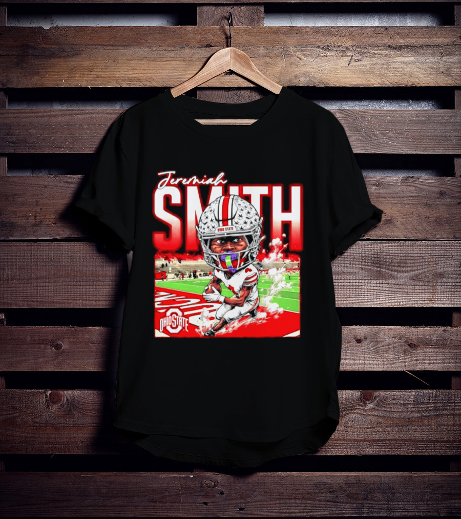 Jeremiah Smith Ohio State Buckeyes NCAA Player Running Caricature T-Shirt