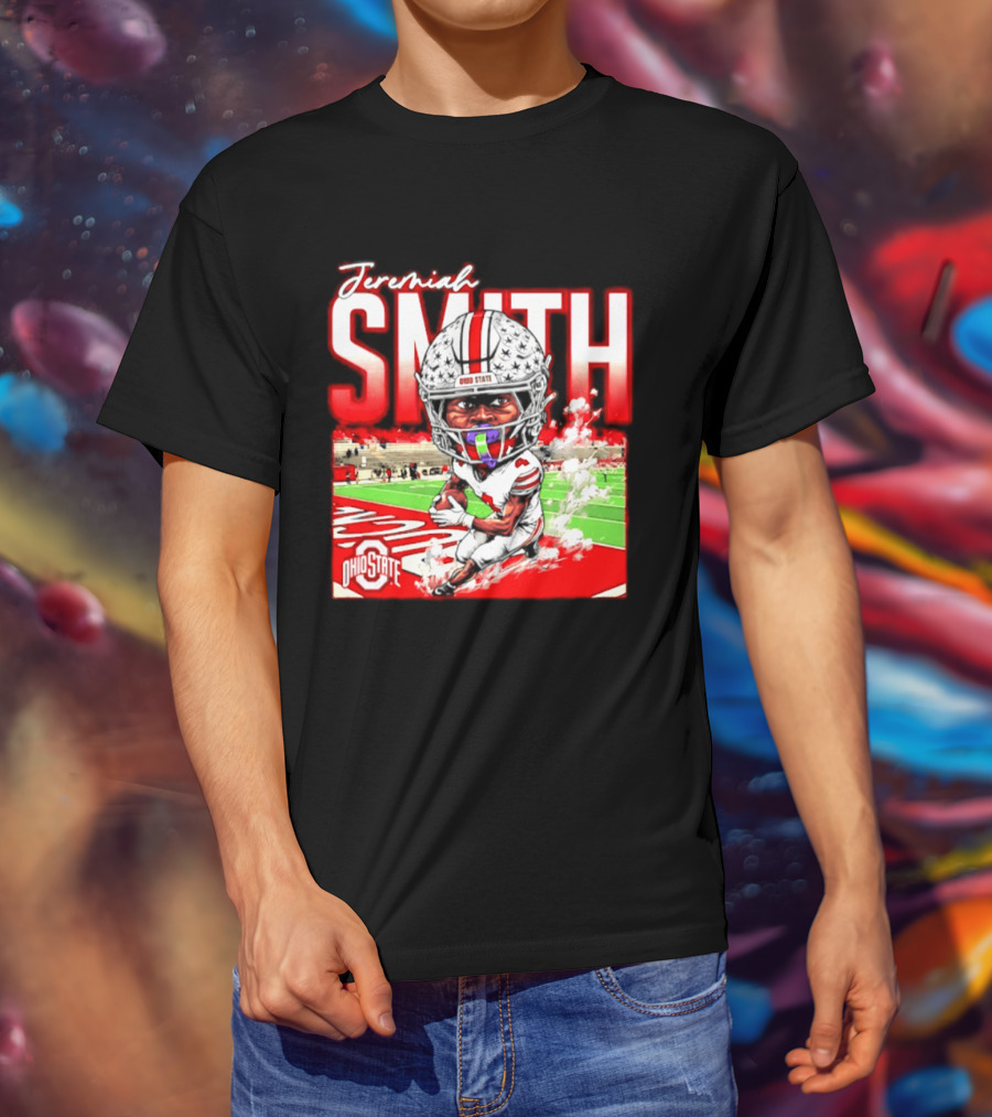 Jeremiah Smith Ohio State Buckeyes NCAA Player Running Caricature T-Shirt