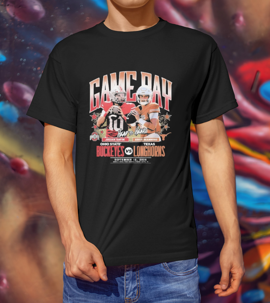 Ohio State Buckeyes Vs Texas Longhorns Julian Sayin Arch Manning Gameday September 12 2026 T-Shirt