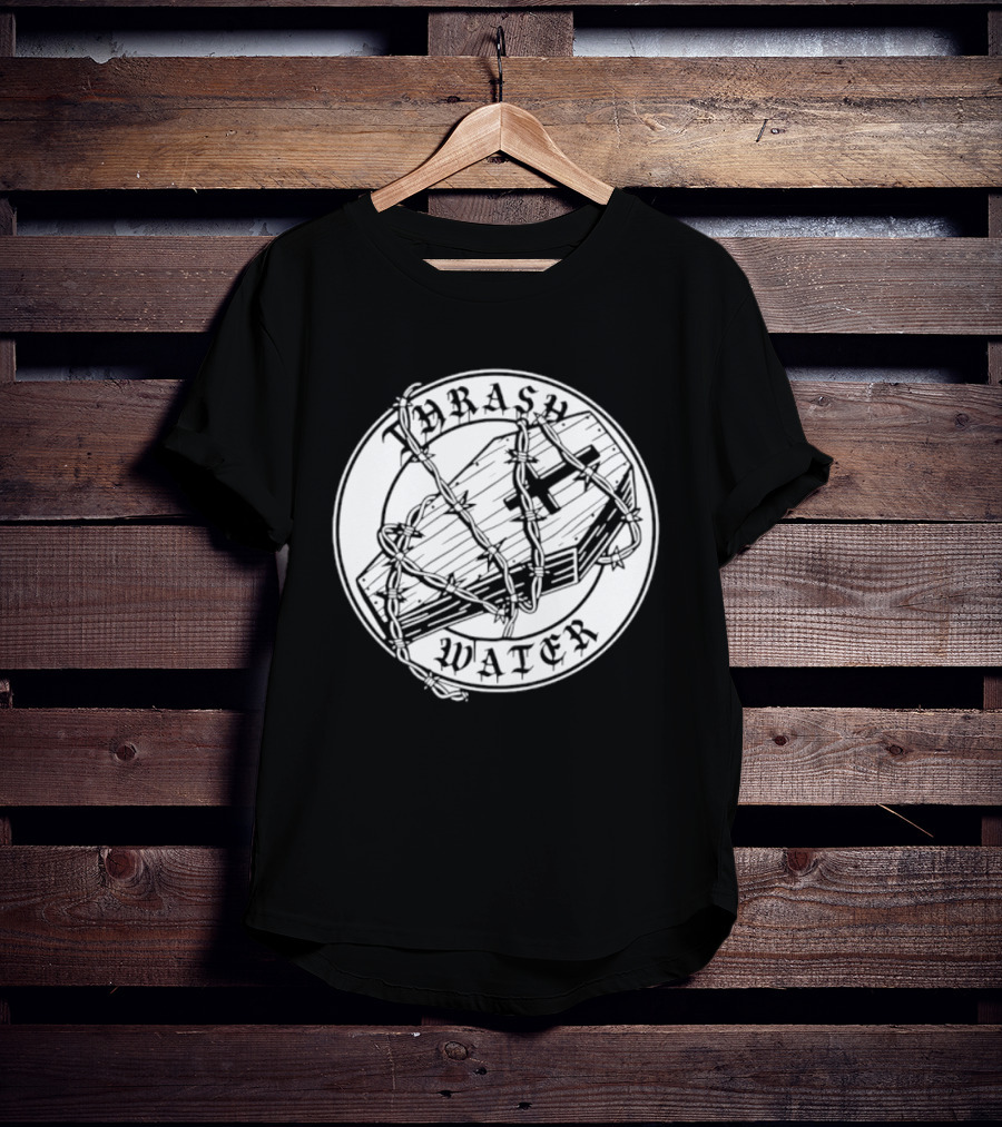 Thrash Water Coffin Barbed Wire Hardcore Punk Circle T-Shirt