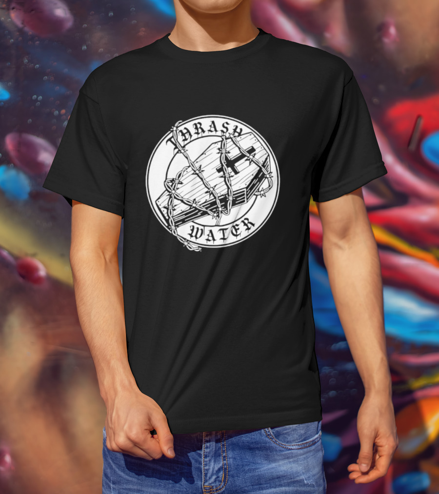 Thrash Water Coffin Barbed Wire Hardcore Punk Circle T-Shirt