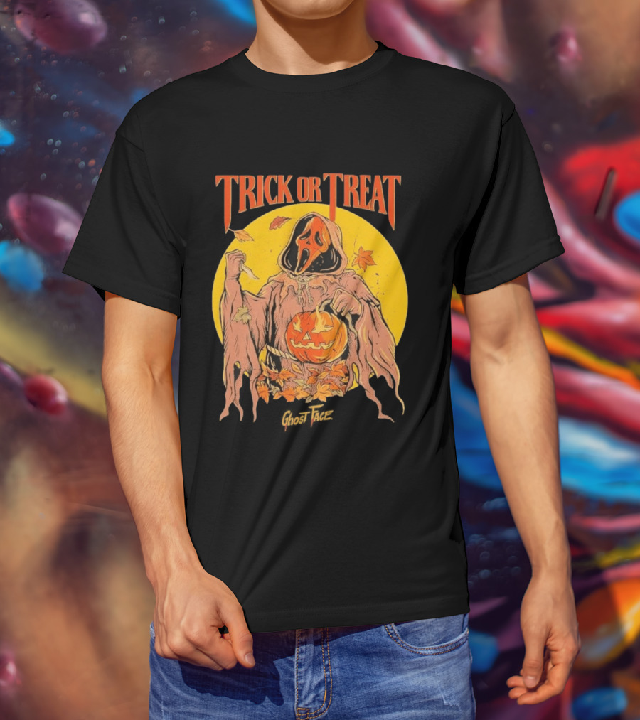 Trick Or Treat Ghost Face Pumpkin Cavity Colors Halloween T-Shirt